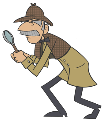Cartoon of a British detective from the late 1800s.