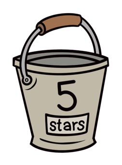 A bucket with the label 'stars' that has the number 5 in it.