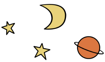 Artwork: Stars, moon, and planet