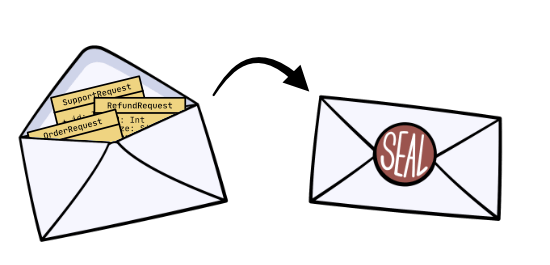 An envelope being sealed